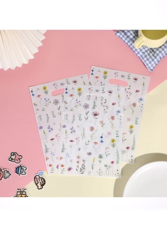 100 قطعة من أكياس الهدايا ذات الطابع الكلاسيكي (فينتاج) المزينة بزهور، أكياس تغليف هدايا وتعبئة للأزهار مع مقابض، مصنوعة من البلاستيك، مناسبة لتعبئة الحلويات والهدايا الصغيرة والوجبات الخفيفة. تُستخدم غالبًا في: حفلات الزفاف، استقبال المواليد (بيبي شاور)، أعياد الميلاد، ومناسبات التوزيعات والحفلات. 16 سم*25 سم - Image 5